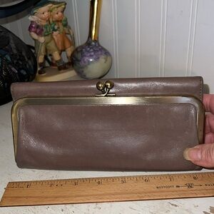 Vintage HOBO Brown Leather Clutch Wallet Folding